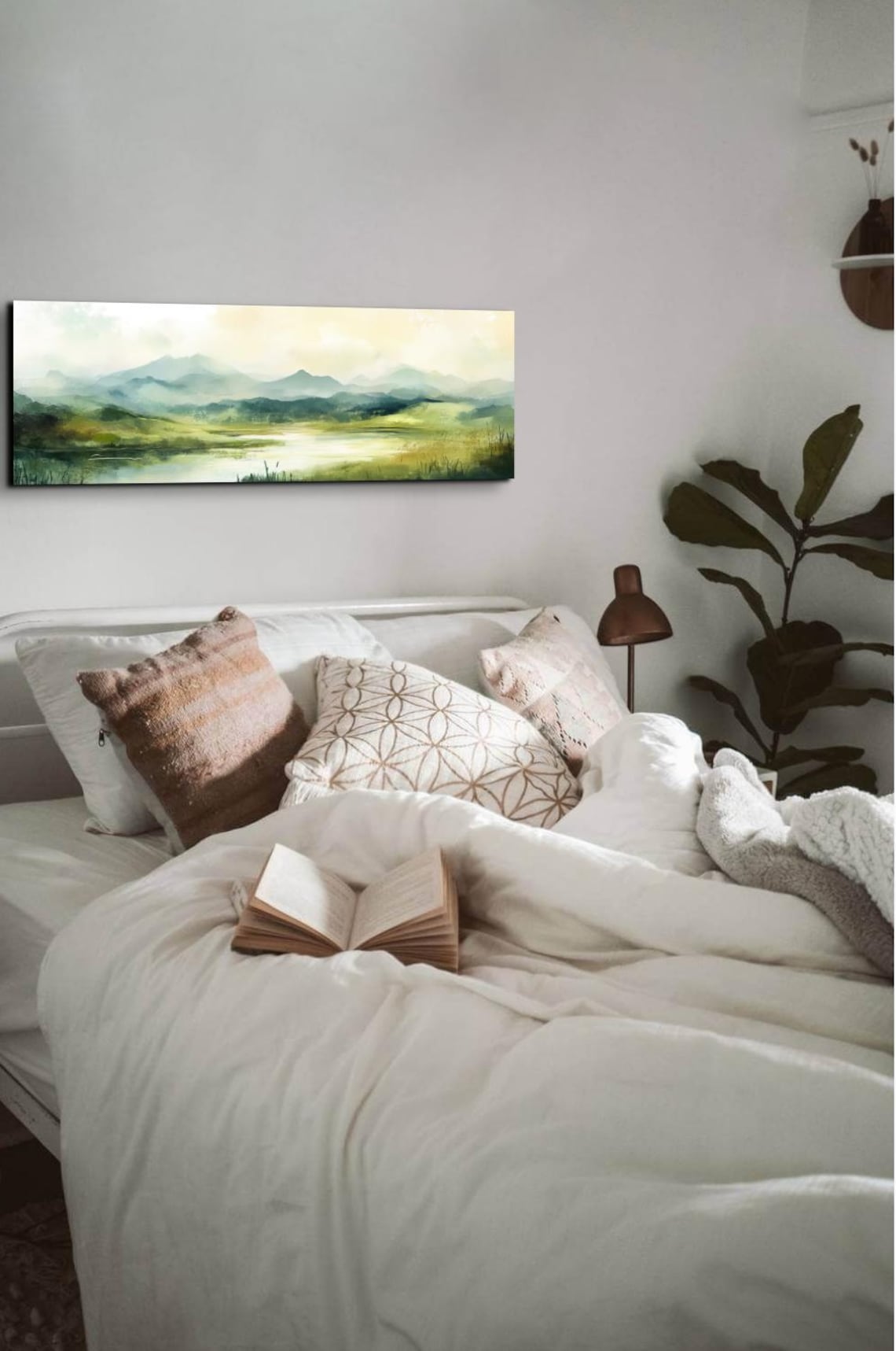 Serene Green Mountain Lake Watercolor Tranquil Landscape Art Poster - Image 5