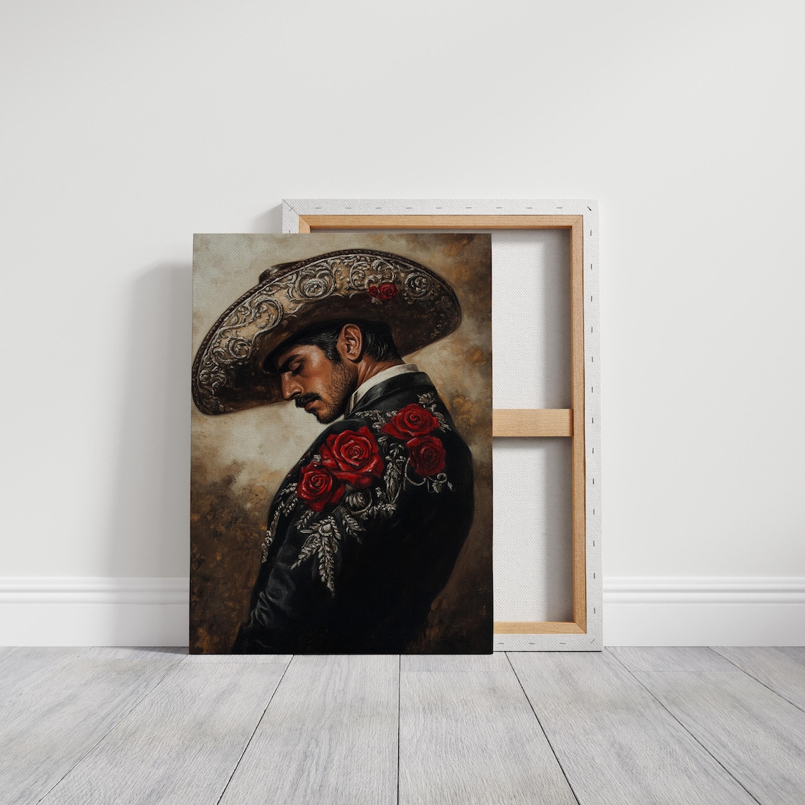 Mexican Charro Vintage Oil Painting Art Print - Image 3