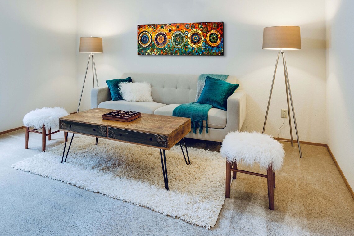 Colorful Mosaic Style Mid-Century Panoramic Art - Image 7