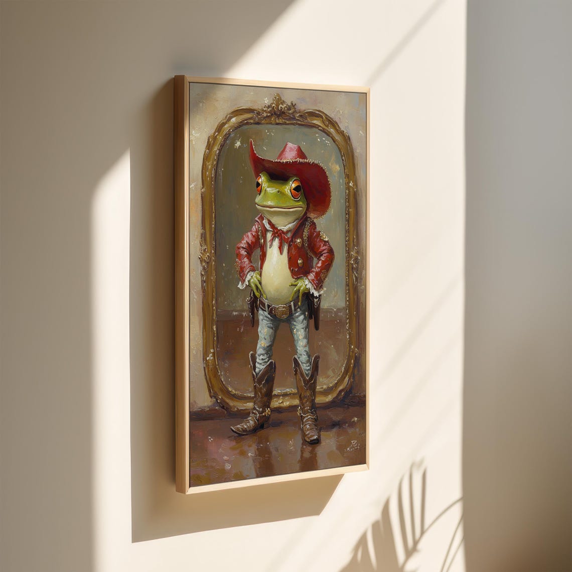 Whimsical Cowboy Frog Portrait In Red Hat Jacket And Boots Poster - Image 4