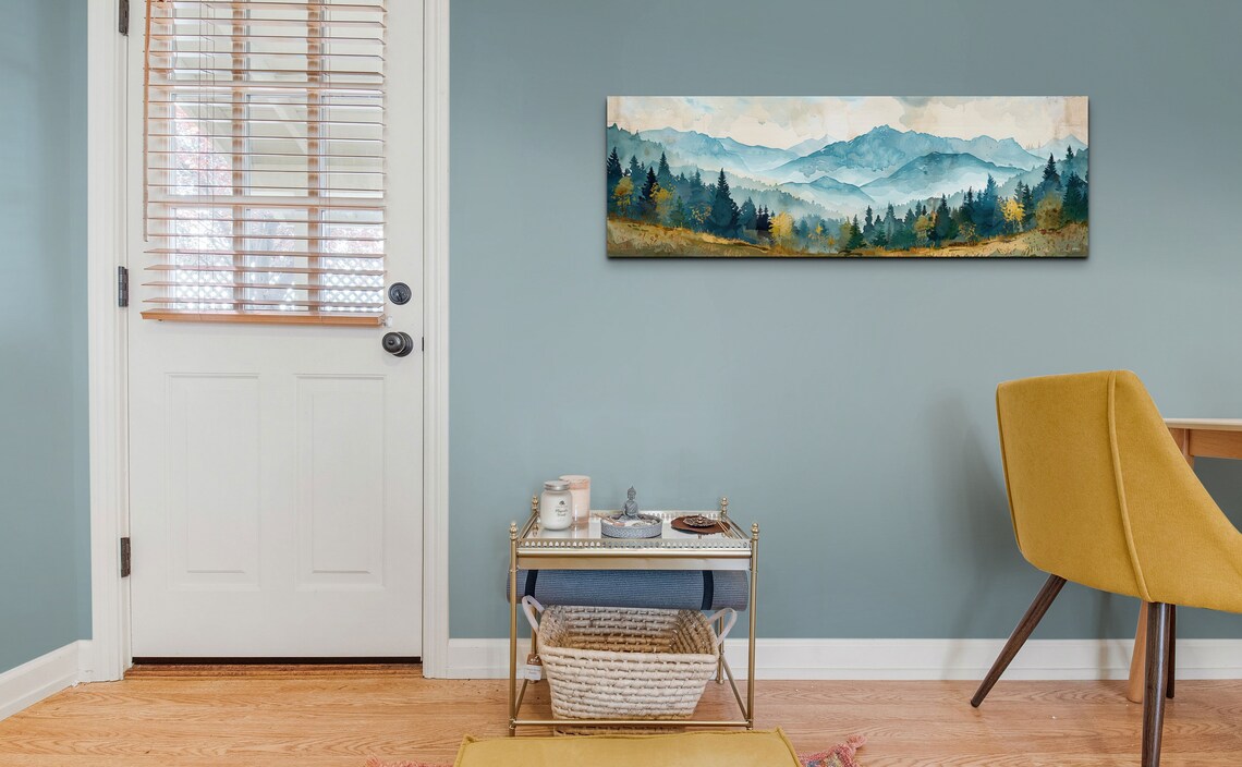 Panoramic Klamath Mountain Mid Century Modern Mountain Wall Art - Image 5