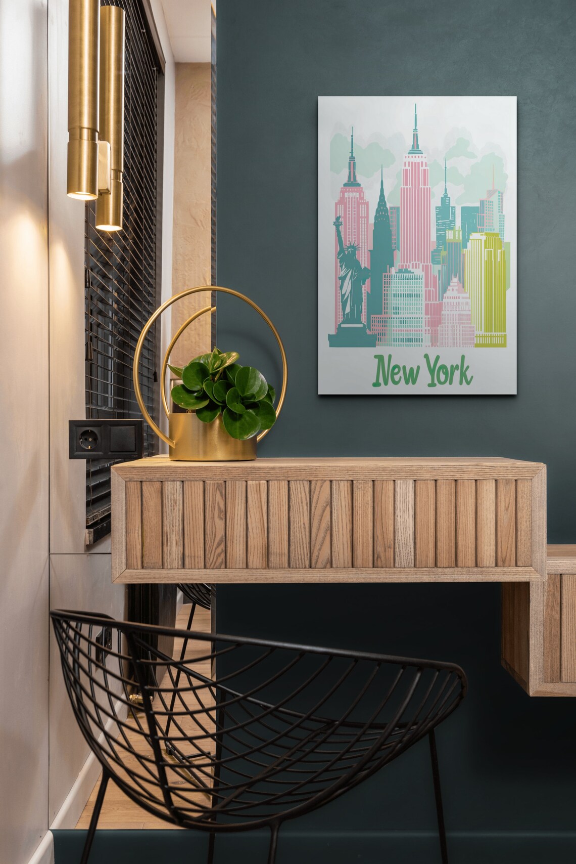 New York Skyline Colorful Skyscraper Landmark Travel Art Poster - Image 3