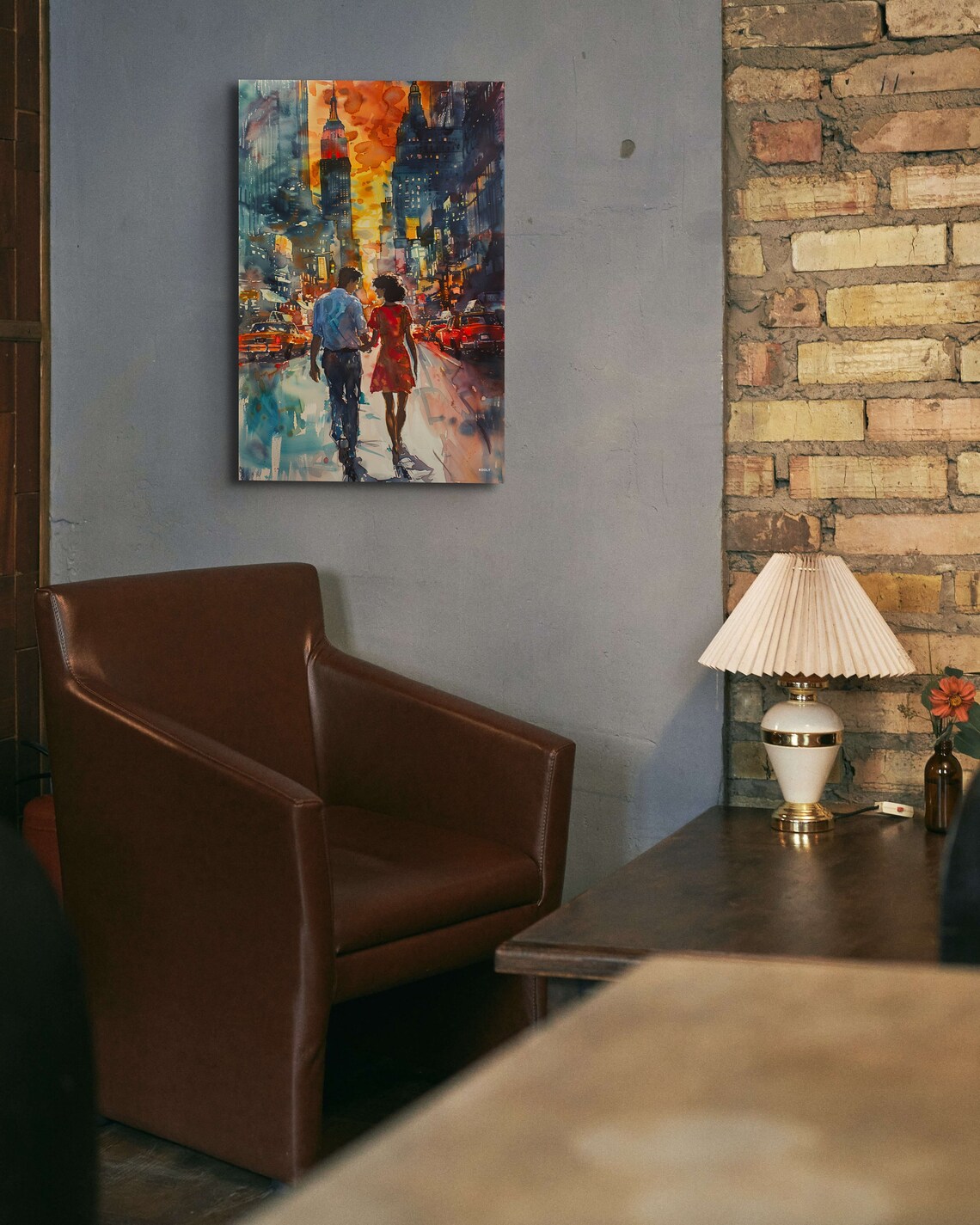 Watercolor Couple In New York City Art Print - Image 4