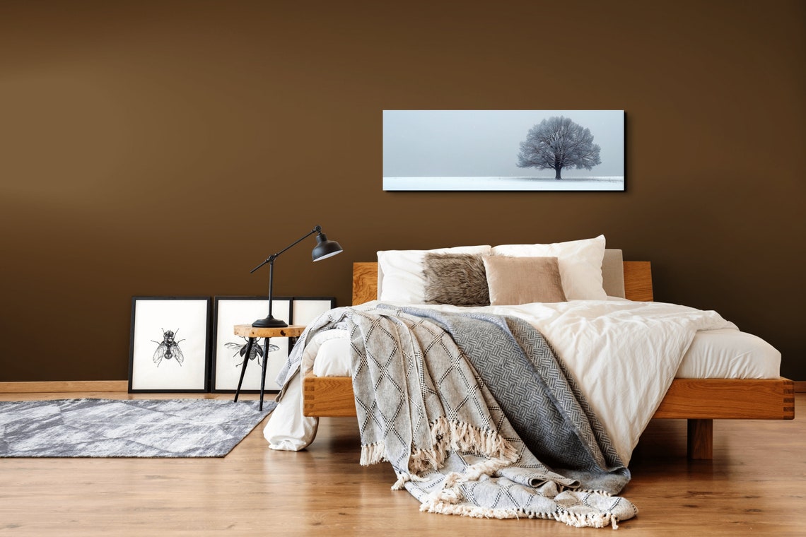 Lone Frosty Tree In Winter Snow Field Panoramic Nature Poster - Image 5