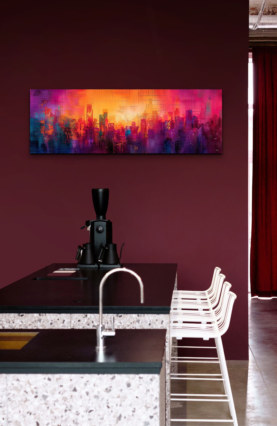 Urban Life Mosaic Colors Abstract Cityscape Art Print - Image 3