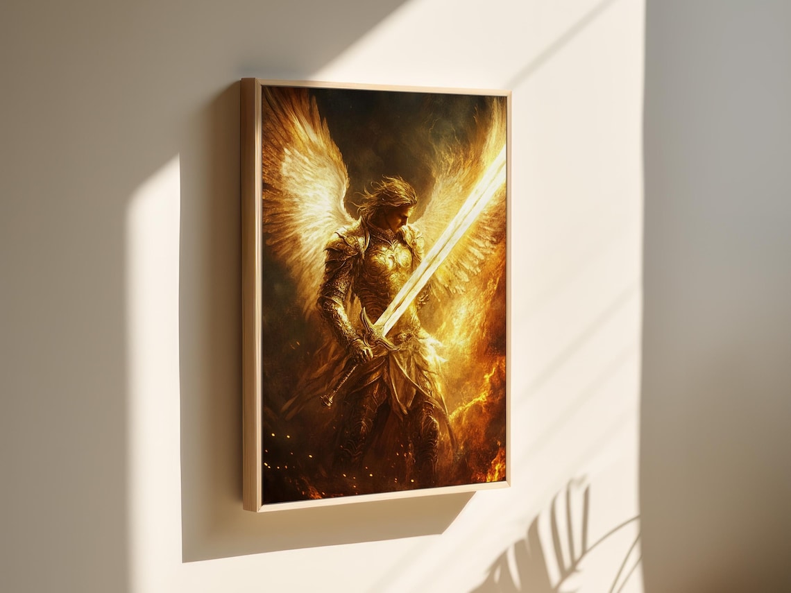 Celestial Warrior Angel Art Print, Fantasy Decor - Image 5