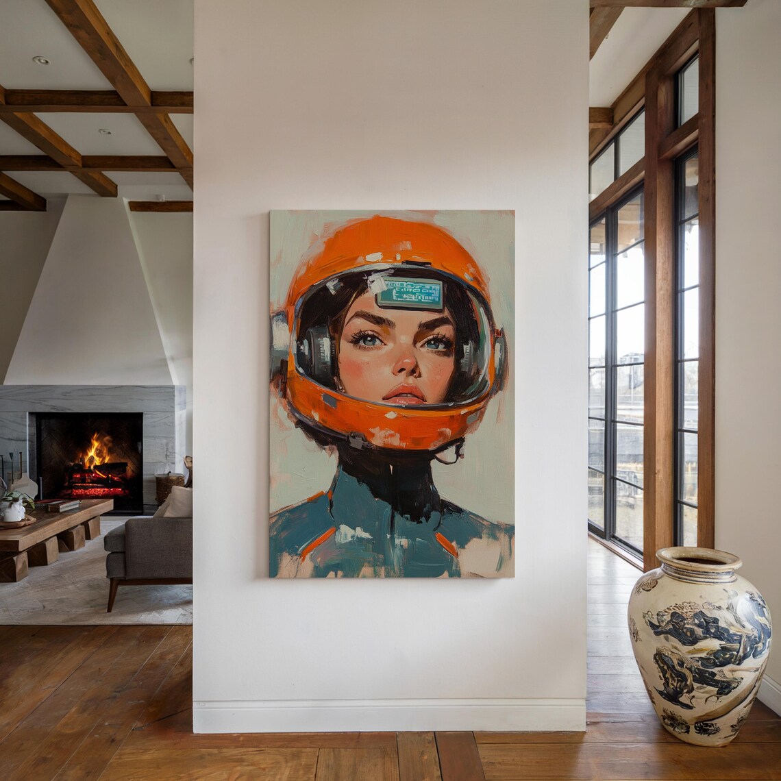 Bold Female Astronaut Portrait, Futuristic Space Explorer Art Print - Image 6