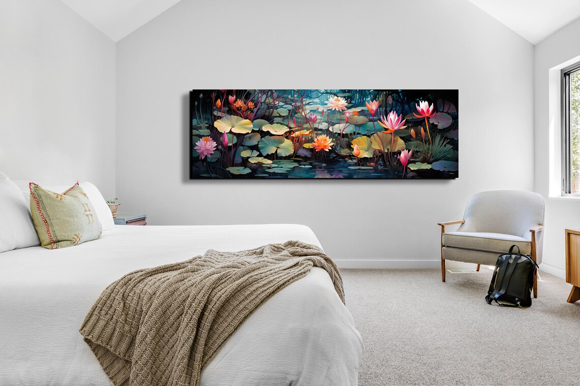 Lilly Pond With Colorful Flowers Art Print - Image 6