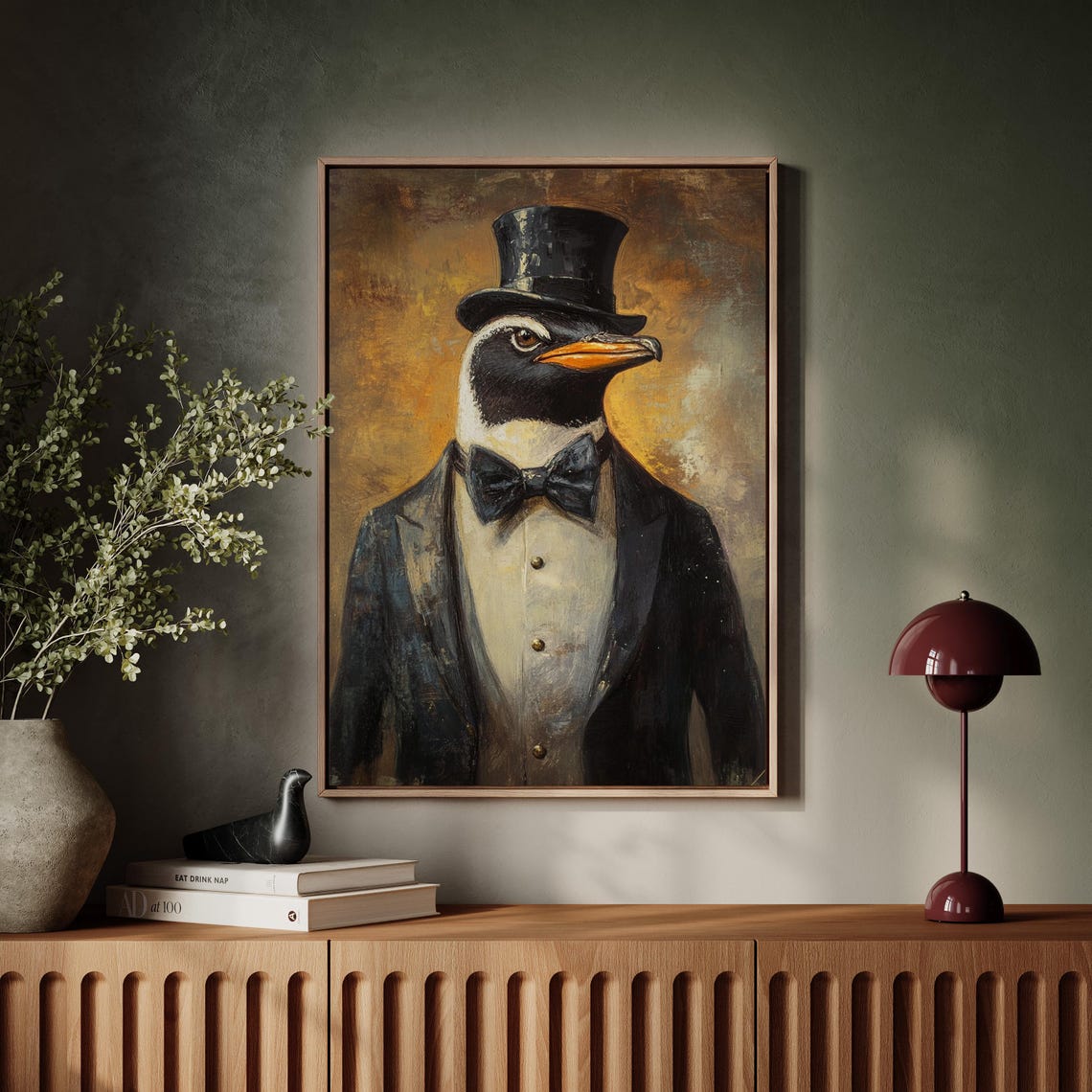 Dapper Penguin In Top Hat Tuxedo And Bow Tie Portrait Poster