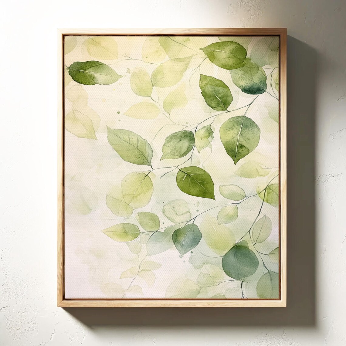 Minimalist Green Leaves Watercolor Nature Art - Image 3