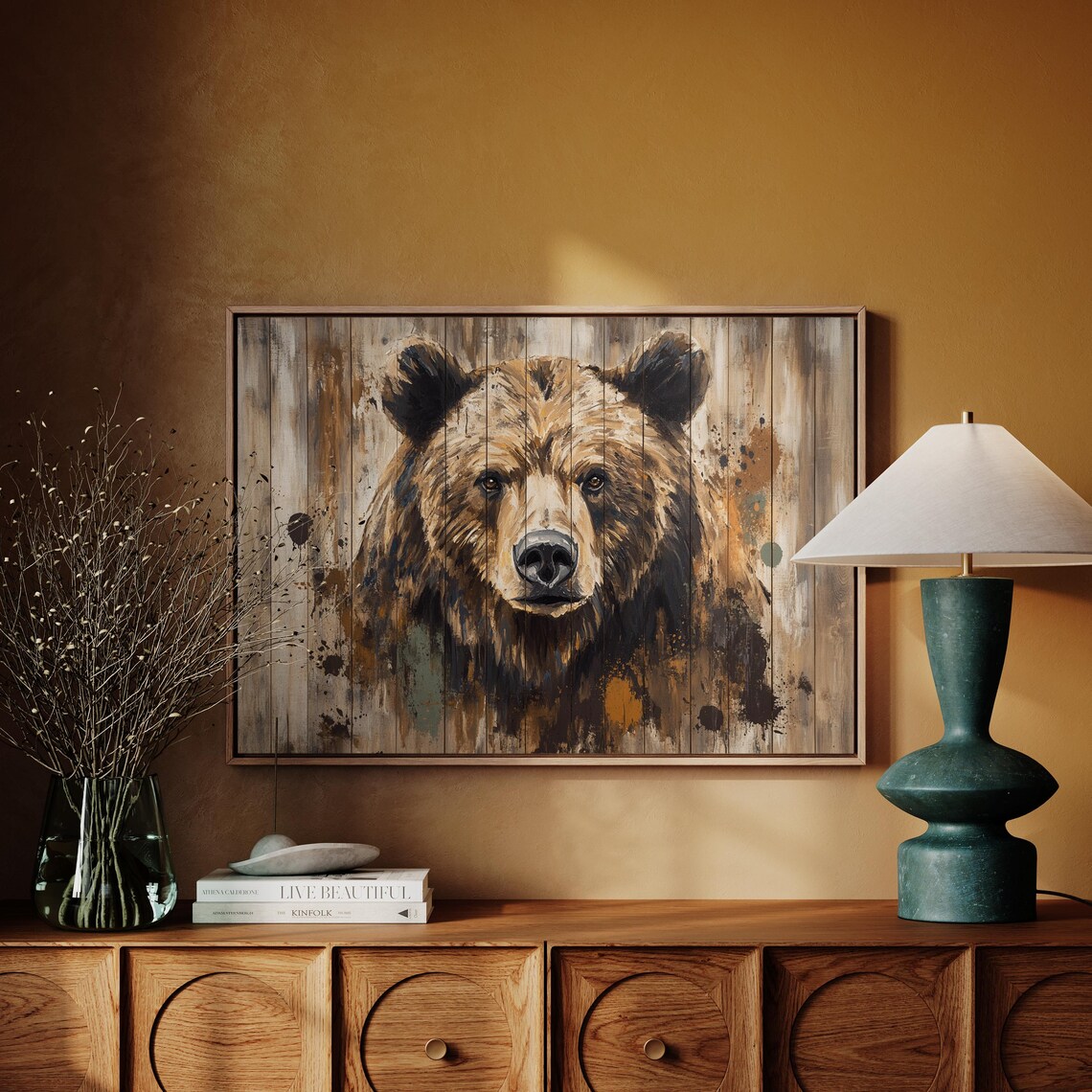 Rustic Bear Portrait, Wildlife Home Decor - Image 3