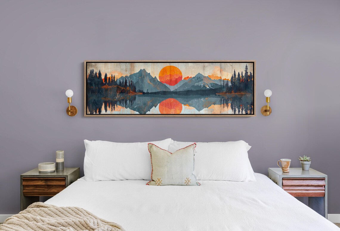 Panoramic Mid Century Modern Mountain Wall Art - Image 5