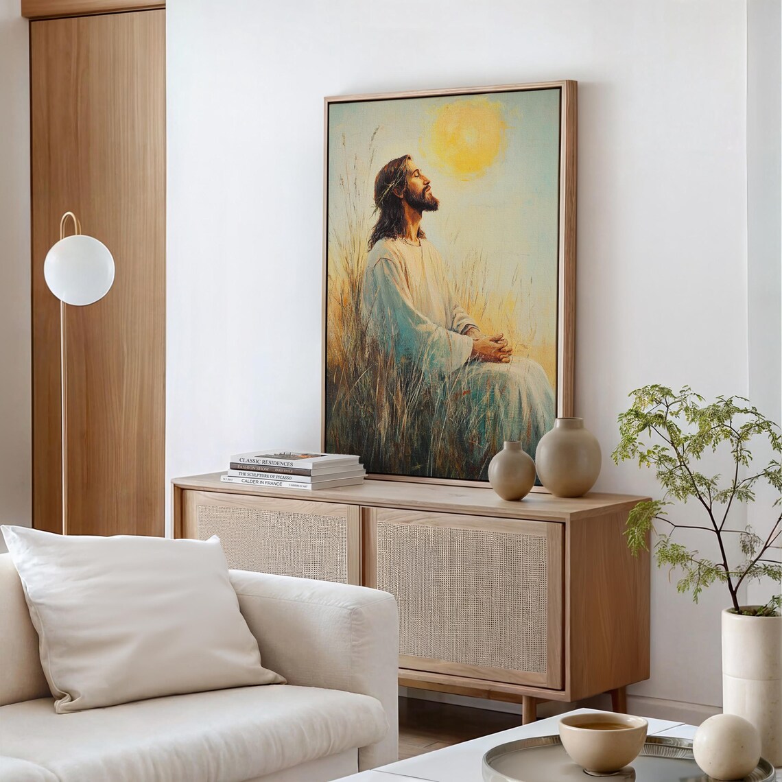 Jesus Praying in Tall Grass Gazing Up at the Morning Sun Poster - Image 5