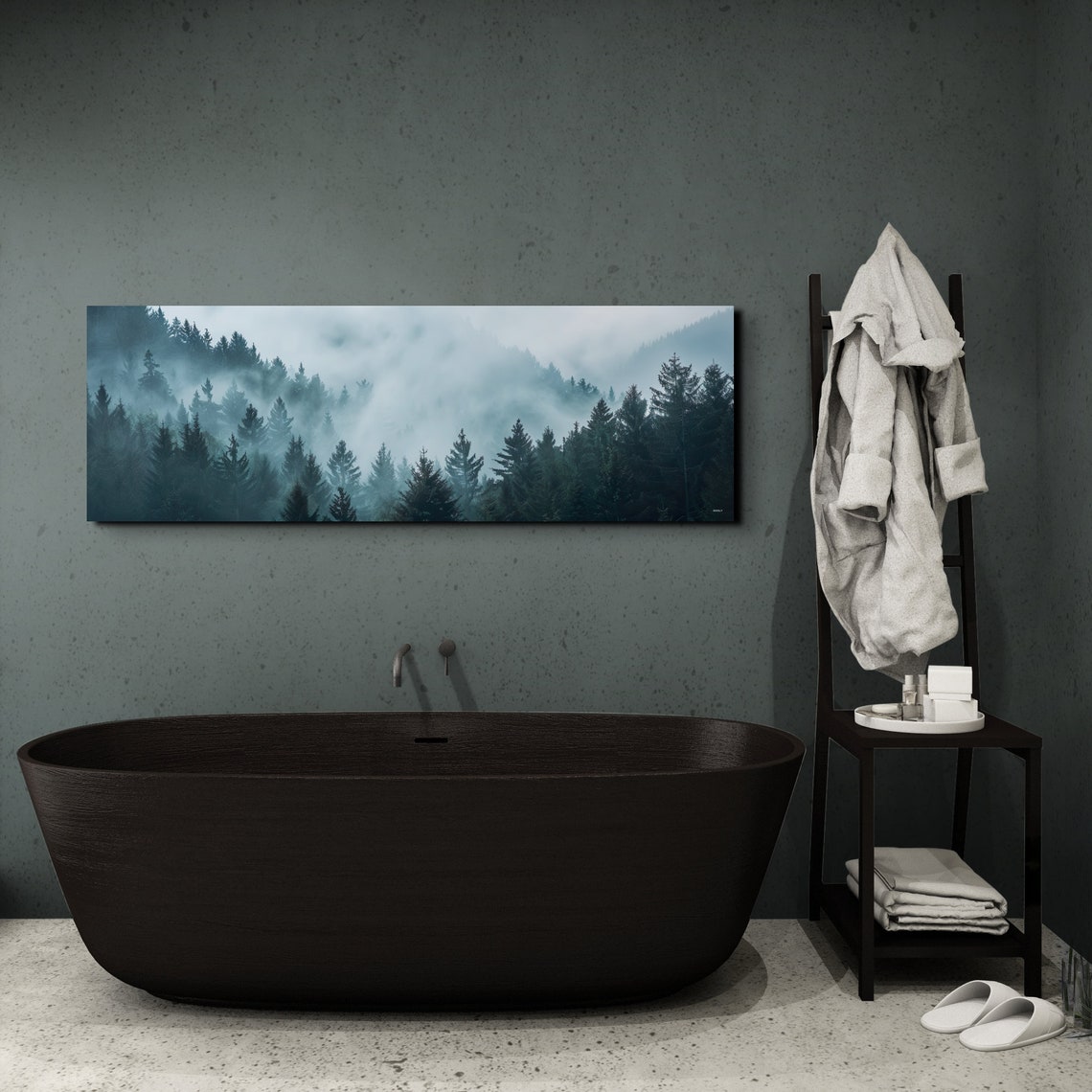 Silent Moody Dark Fog Wrapping Around Tall Pine Trees Poster - Image 5