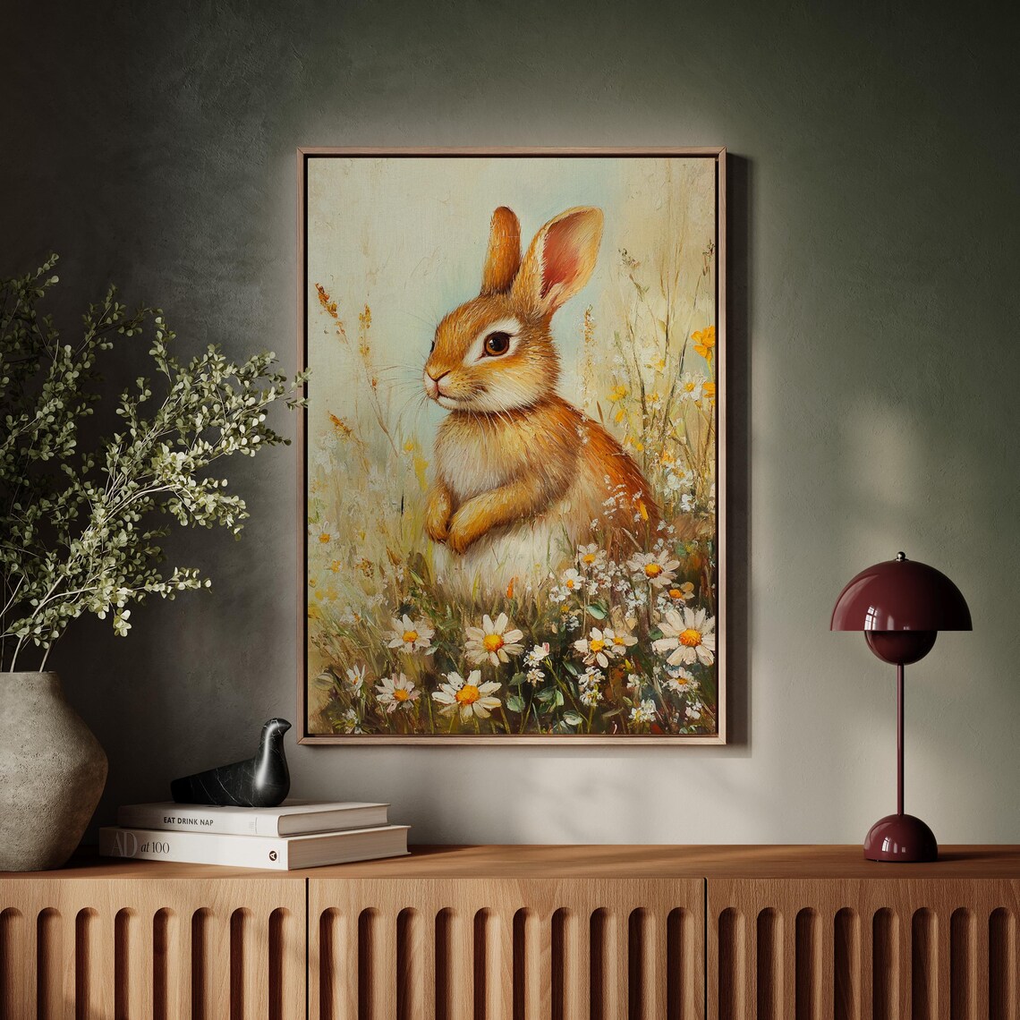 Charming Bunny, Whimsical Rabbit Meadow Art Print - Image 7