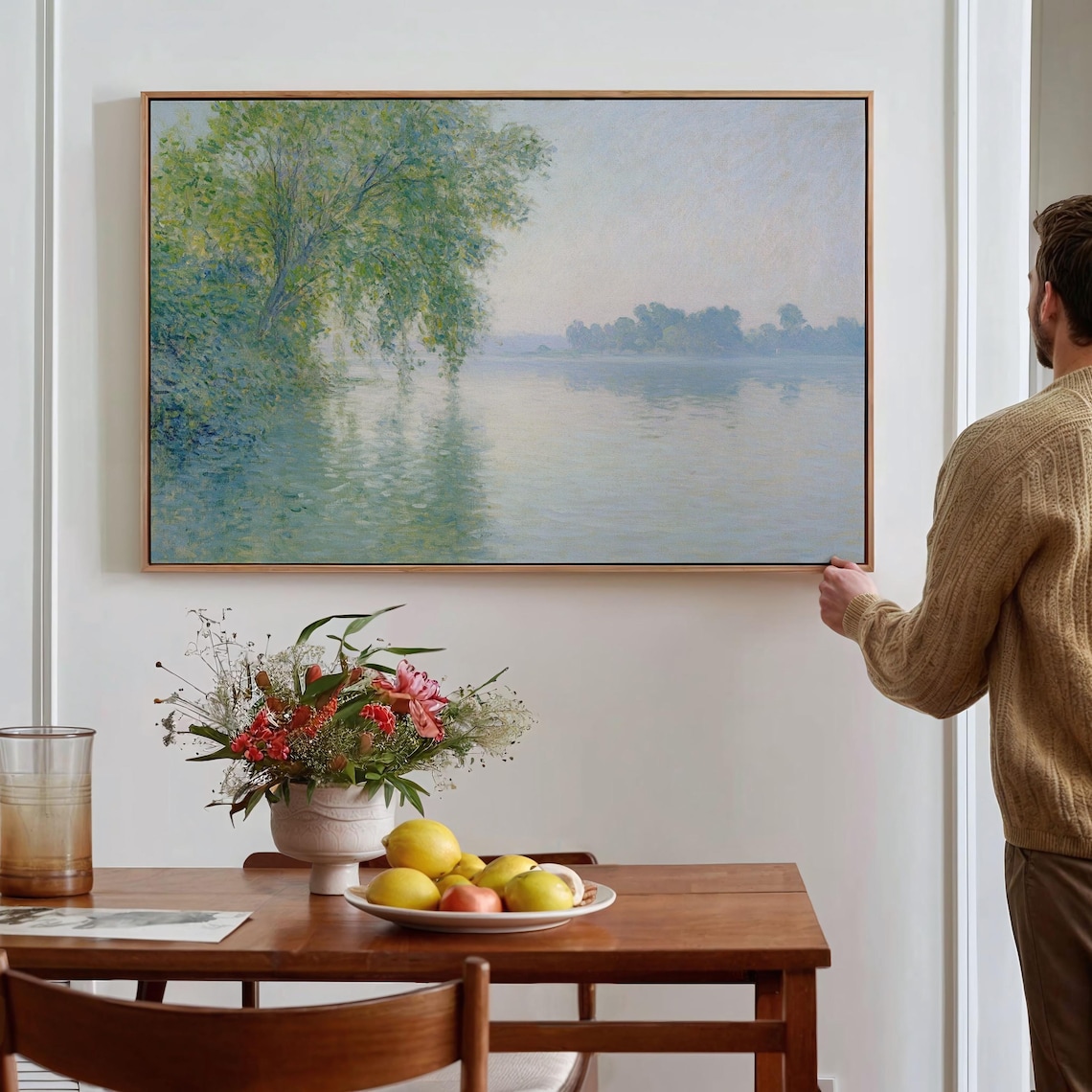 Serene Lakeside Landscape Poster, Tranquil Nature Scene - Image 4