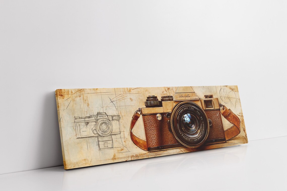 Vintage Leather Camera Sketch Art Print, Retro Photography - Image 3