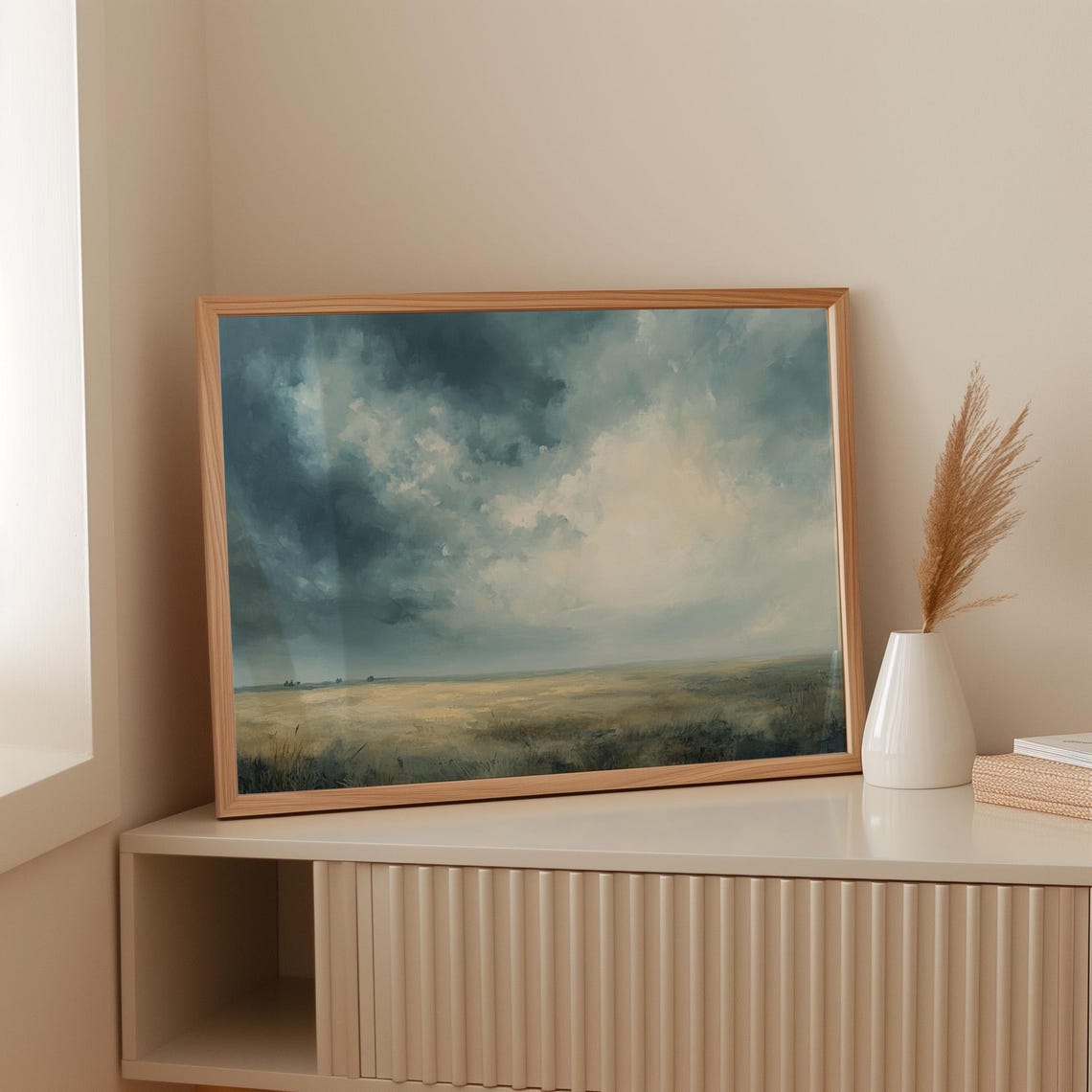 Stormy Prairie Landscape Moody Sky Dramatic Western Plains Poster