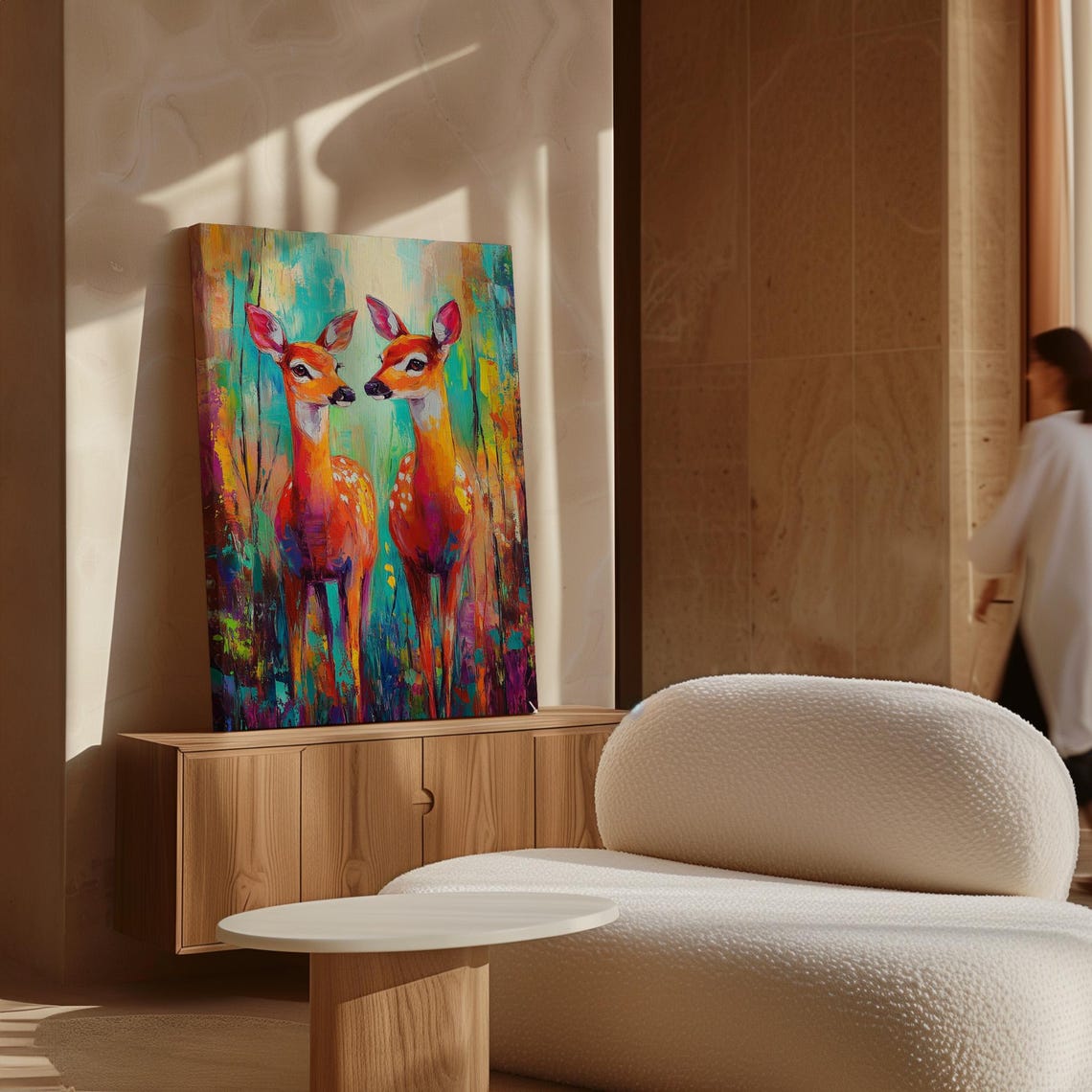 Vibrant Abstract Deer Pair Colorful Wildlife Modern Artwork Poster - Image 6
