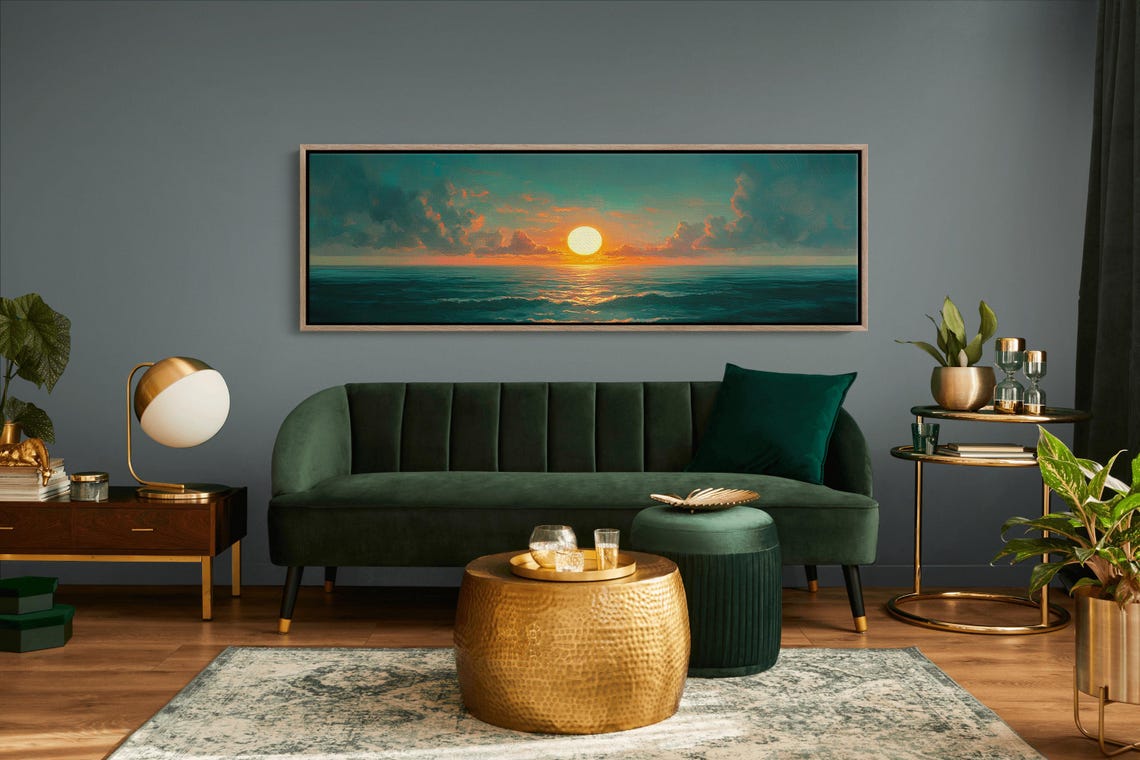 Sunset Ocean Tranquil Seascape Vibrant Sunlight Coastal Water Poster - Image 6