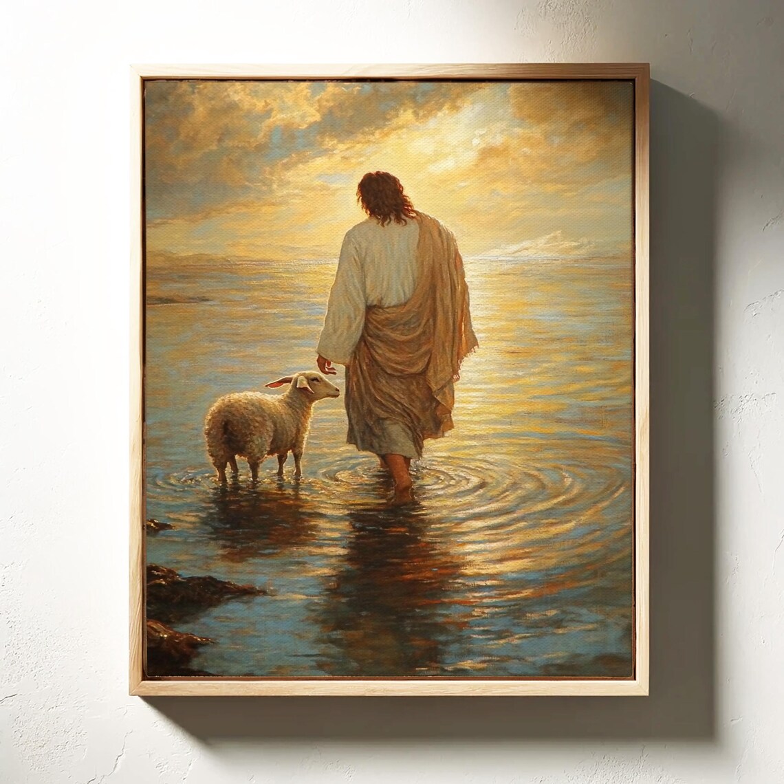 Jesus Walking With Lamb, Christian Faith Decor - Image 3