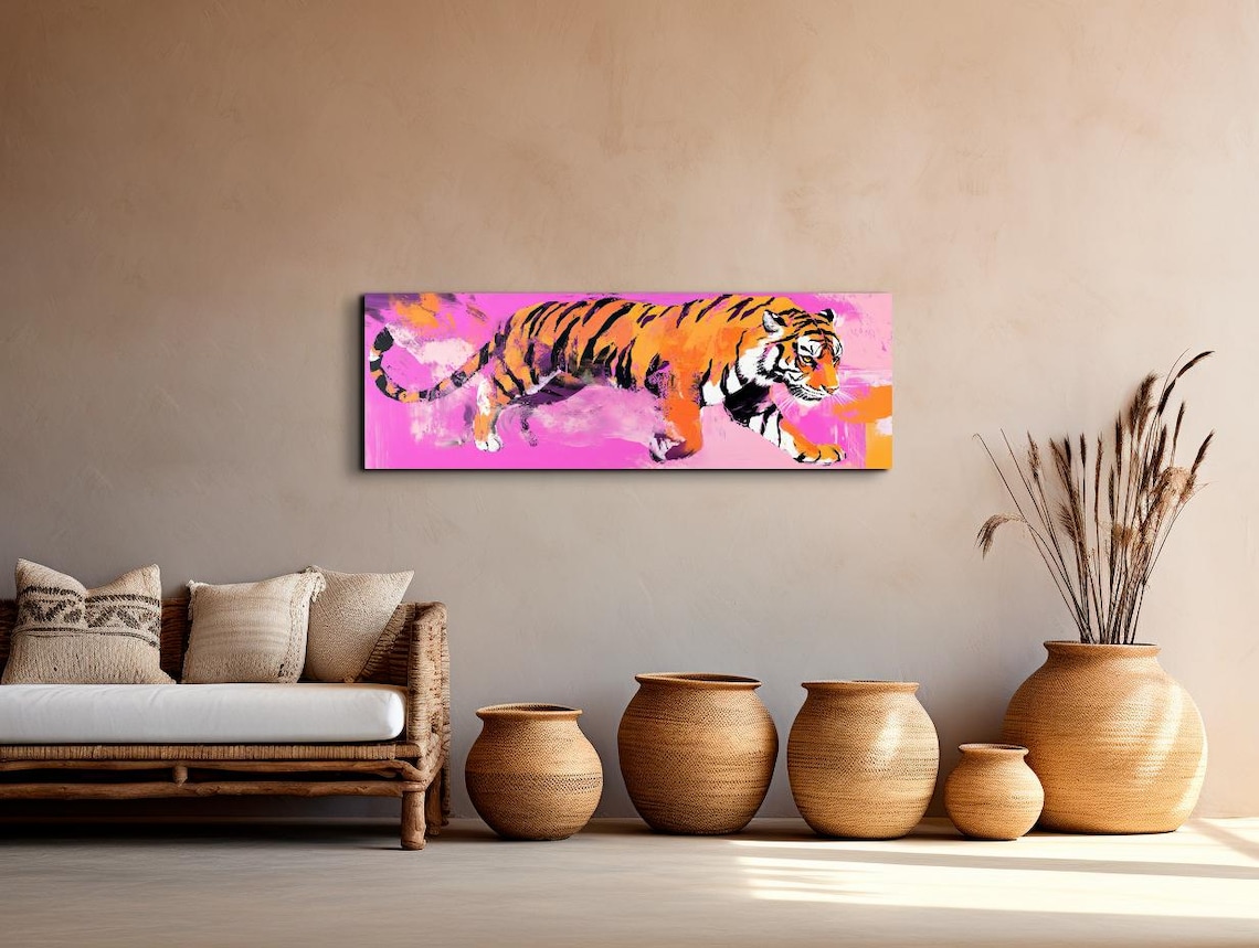 Retro Pink Tiger Wall Art, Bold Statement Art Print - Image 6