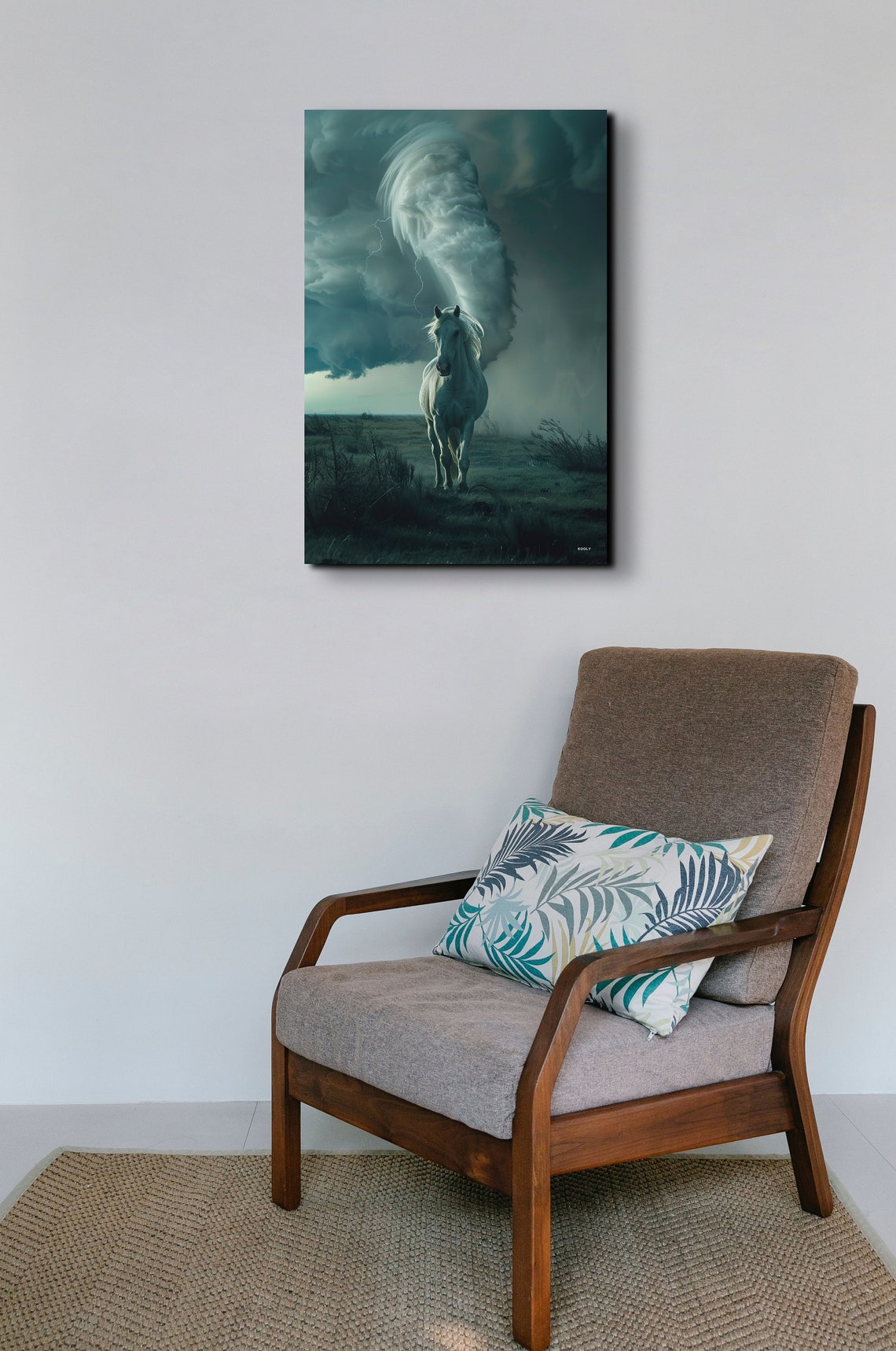 White Horse Before Tornado Cloud Dramatic Storm Lightning Poster - Image 3