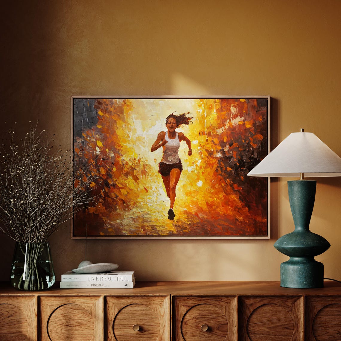 Running Woman Wall Art Inspirational Athlete Poster Abstract Marathon Print Fitness Motivation Painting Sports For Gym - Image 3