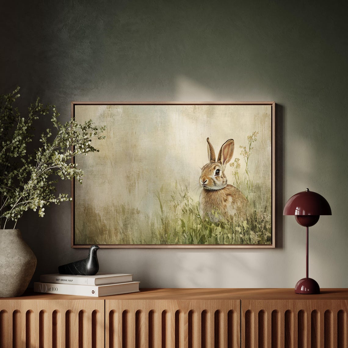 Adorable Brown Bunny Rabbit Meadow Grass Rustic Wildlife Wall Art - Image 6