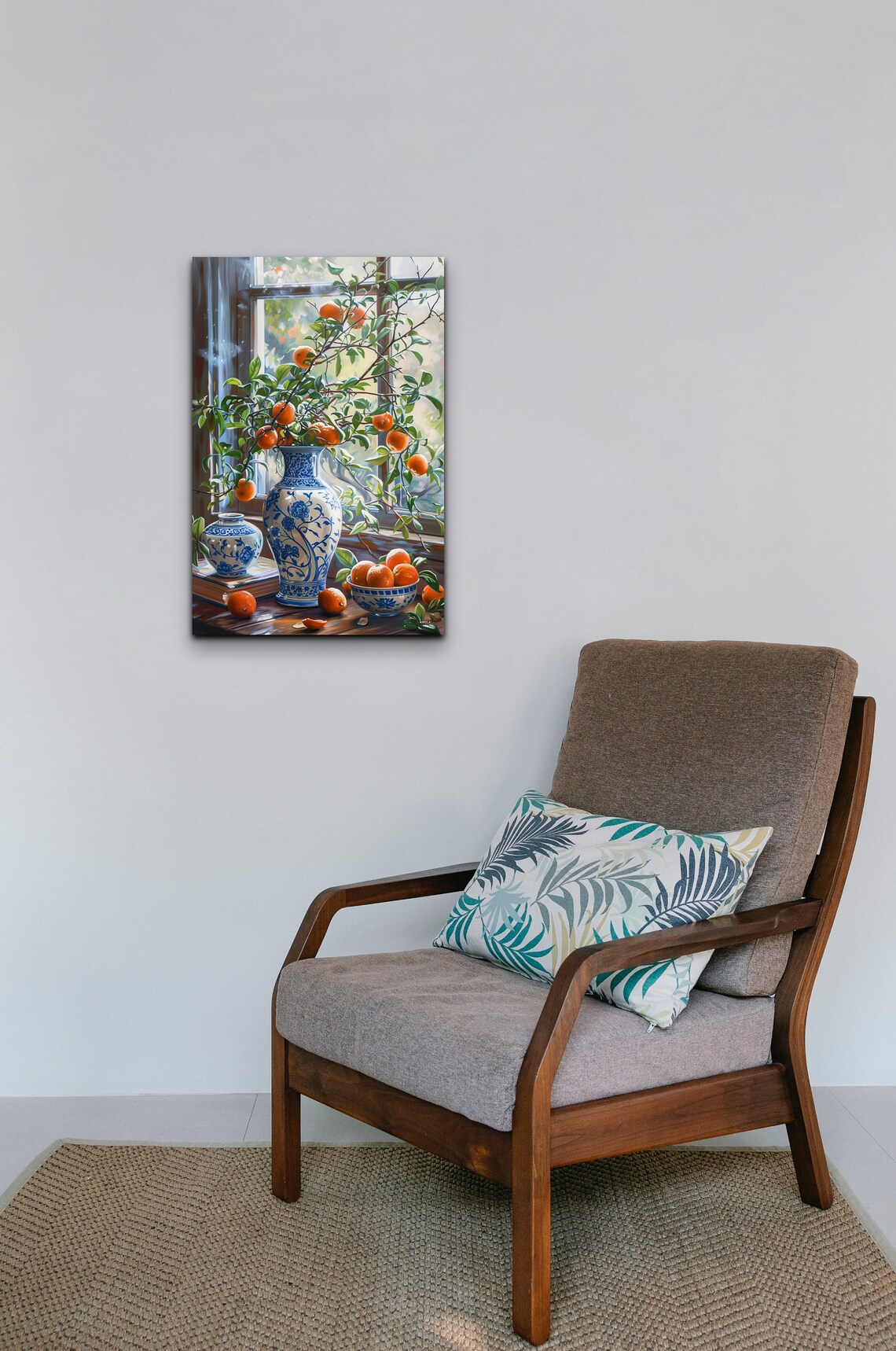 Orange Branches In Blue White Porcelain Vase Still Life Poster - Image 4