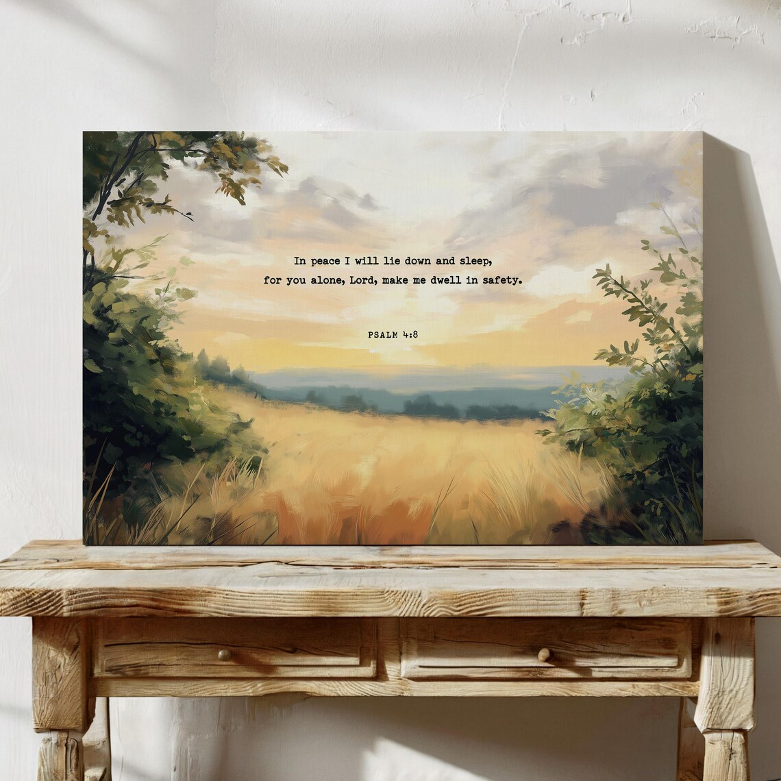 Psalm 48 Scripture Canvas Peaceful Sunset Christian Wall Art Bible Verse Bedroom Decor Inspirational Faith Print