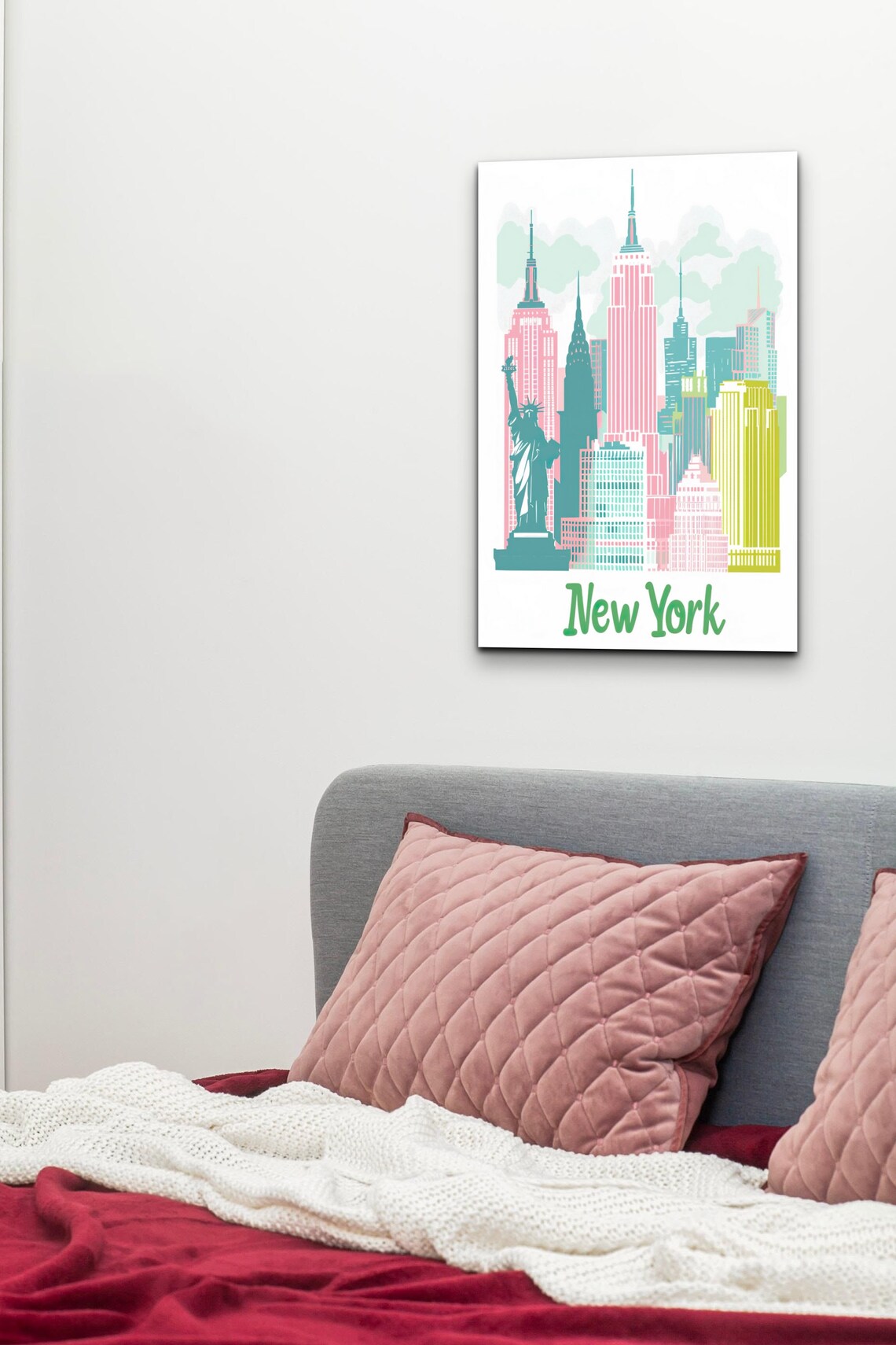 New York Skyline Colorful Skyscraper Landmark Travel Art Poster - Image 4