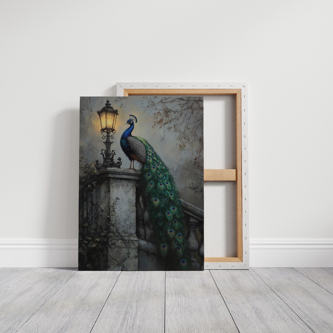 Elegant Peacock With Lantern Vintage Art Print - Image 3