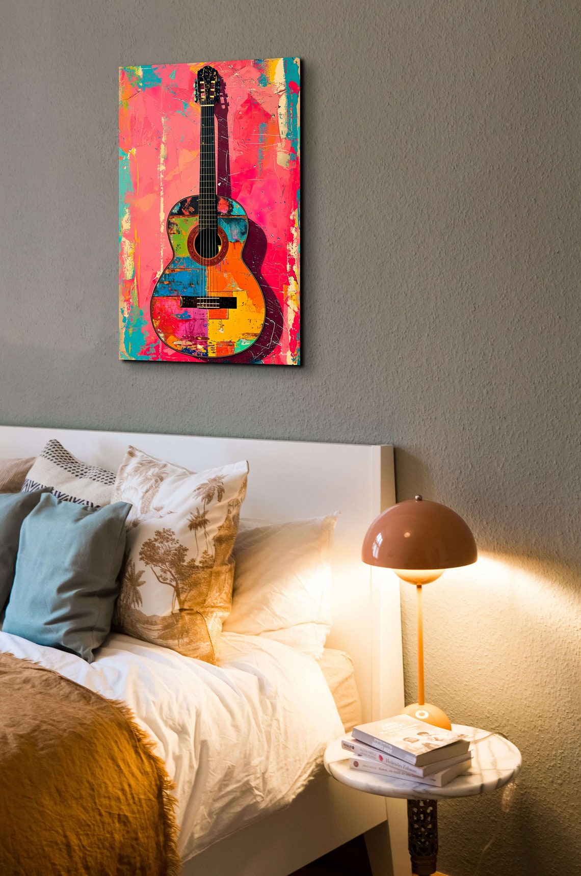 Pop Art Acoustic Guitar Colorful Patchwork Music Decor Wall Art - Image 5