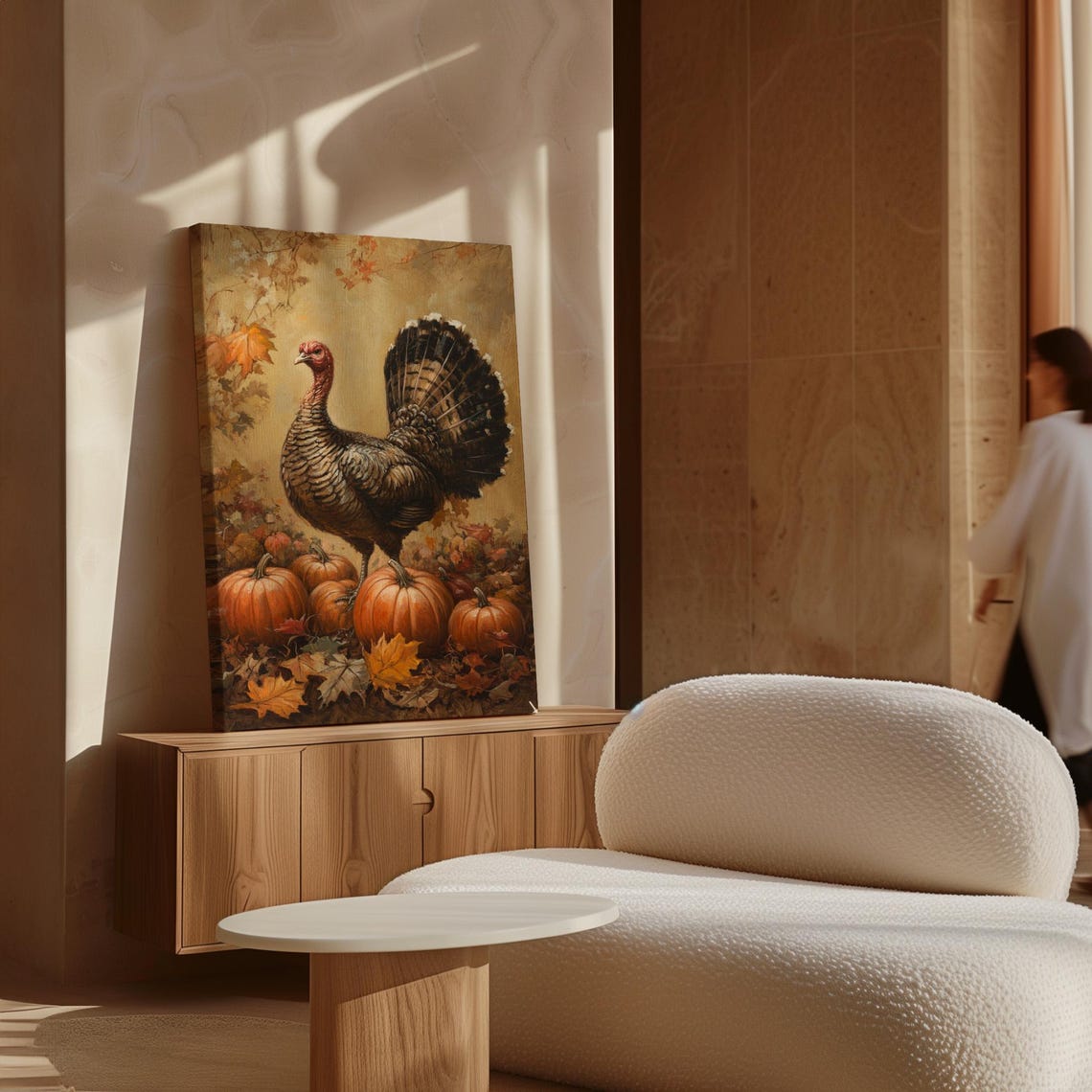 Thanksgiving Turkey With Pumpkins Golden Fall Painting Poster - Image 7