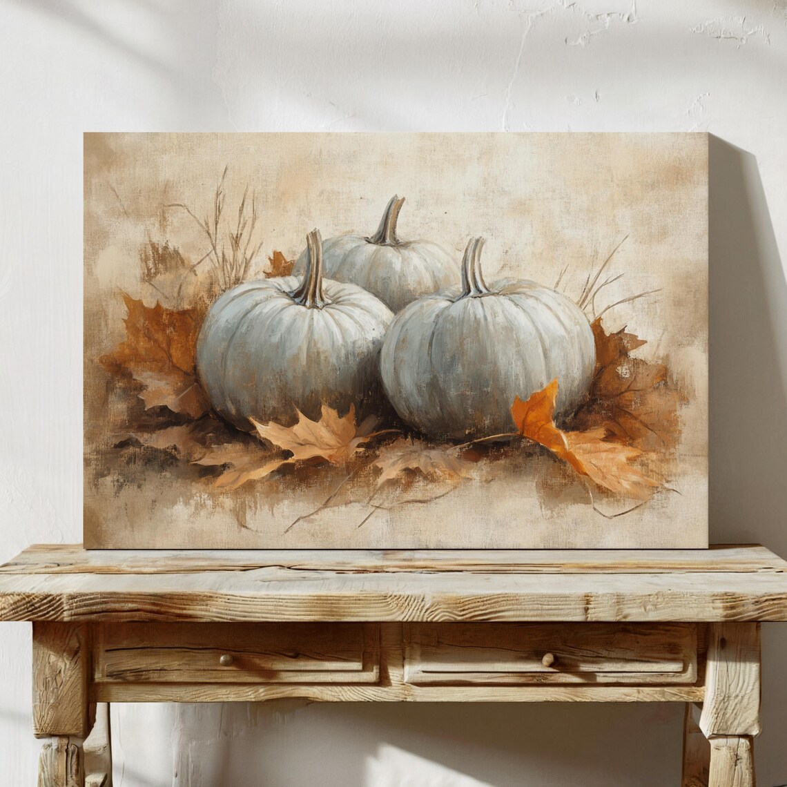 Rustic White Pumpkin Fall Harvest Art Print - Image 4