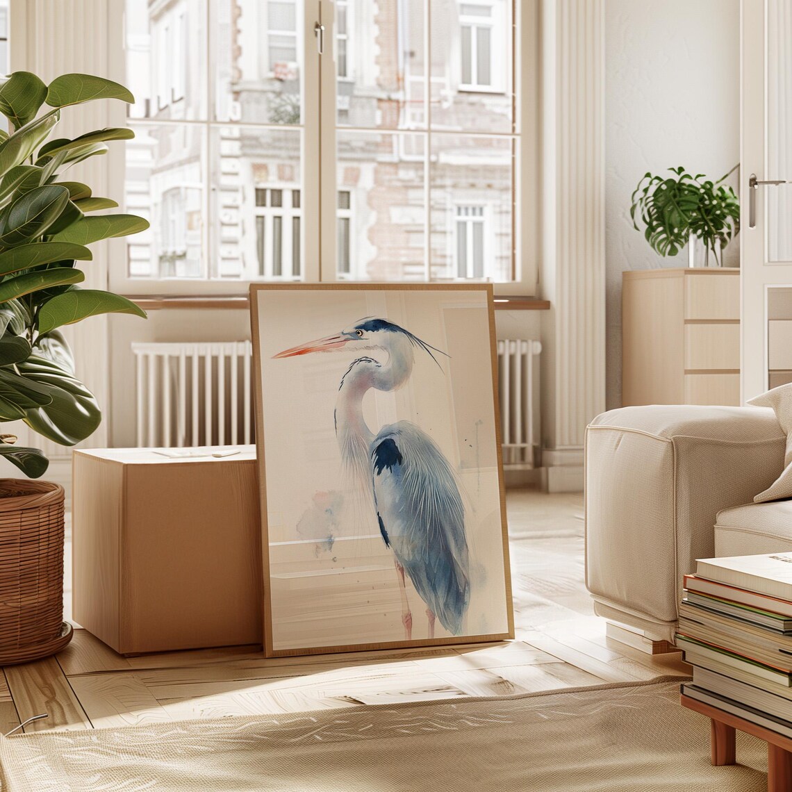 Graceful Heron Watercolor, Elegant Bird Painting - Image 2