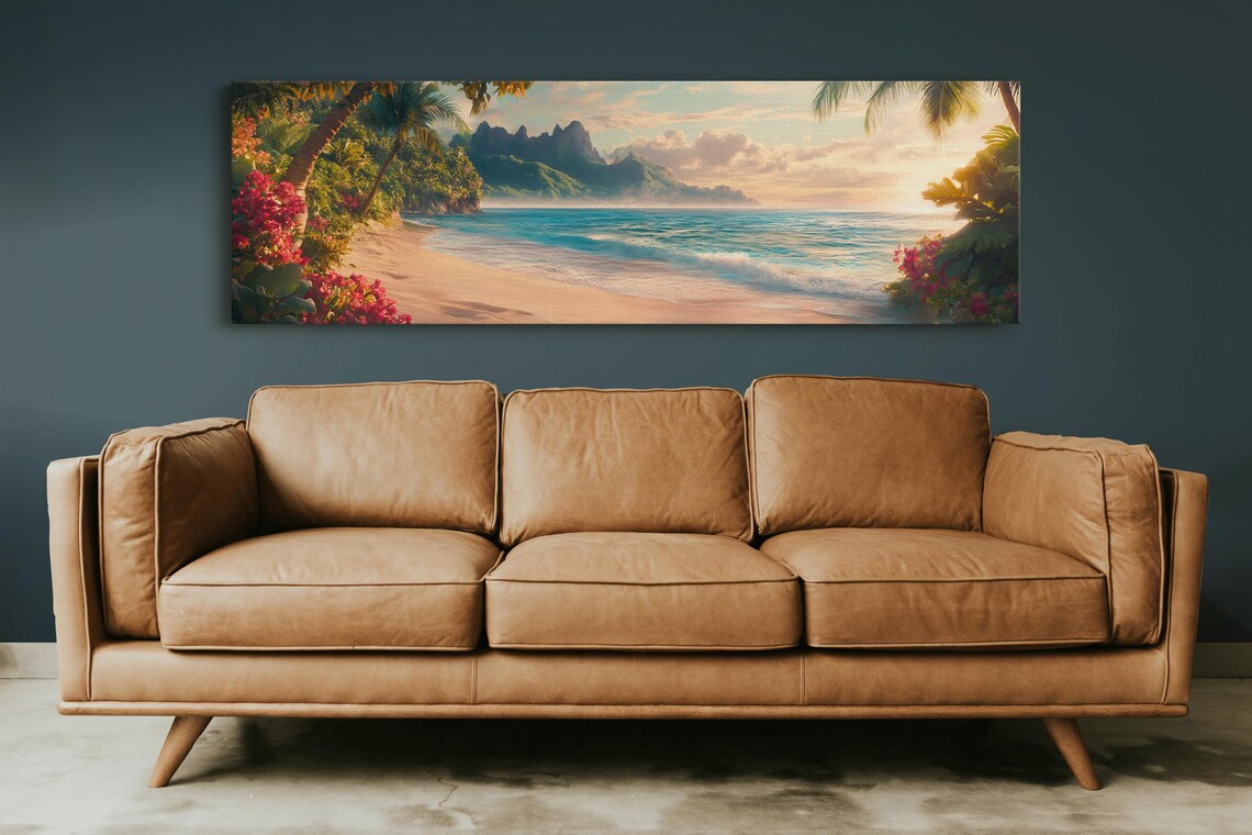 Tropical Beach Sunset Paradise Travel Poster