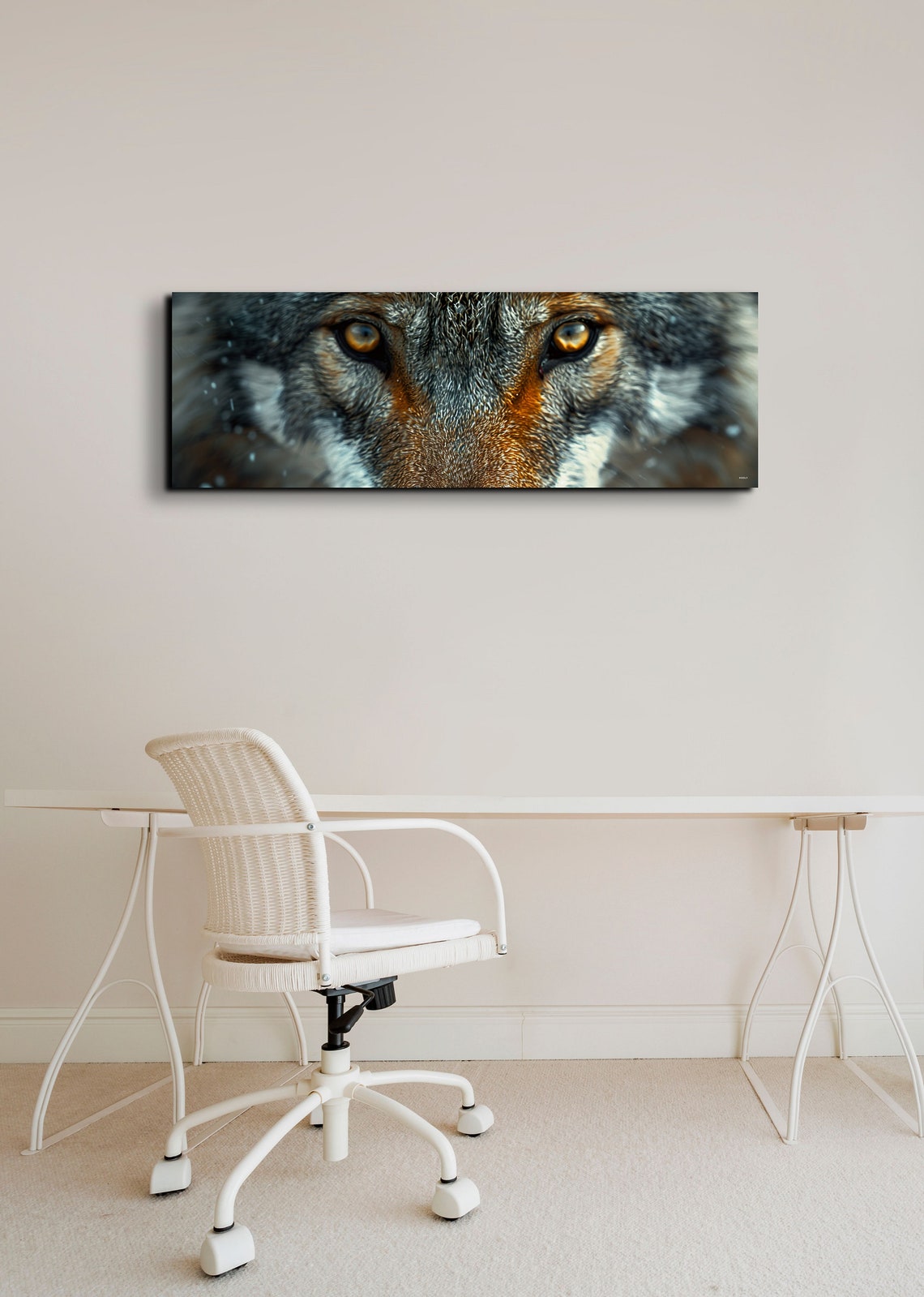 Intense Wolf Eyes Close Up Wildlife Portrait Panoramic Poster - Image 3