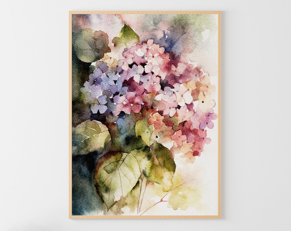 Hydrangea Watercolor Botanical Wall Art Print