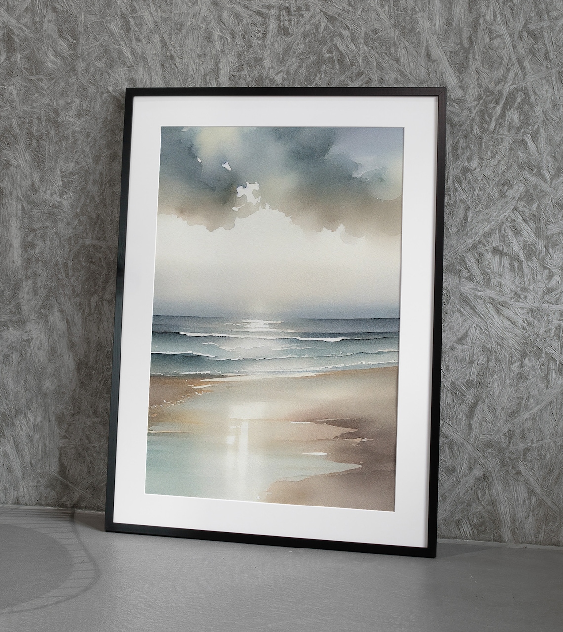 Ocean Beach Watercolor Seascape Landscape Art Print - Image 4