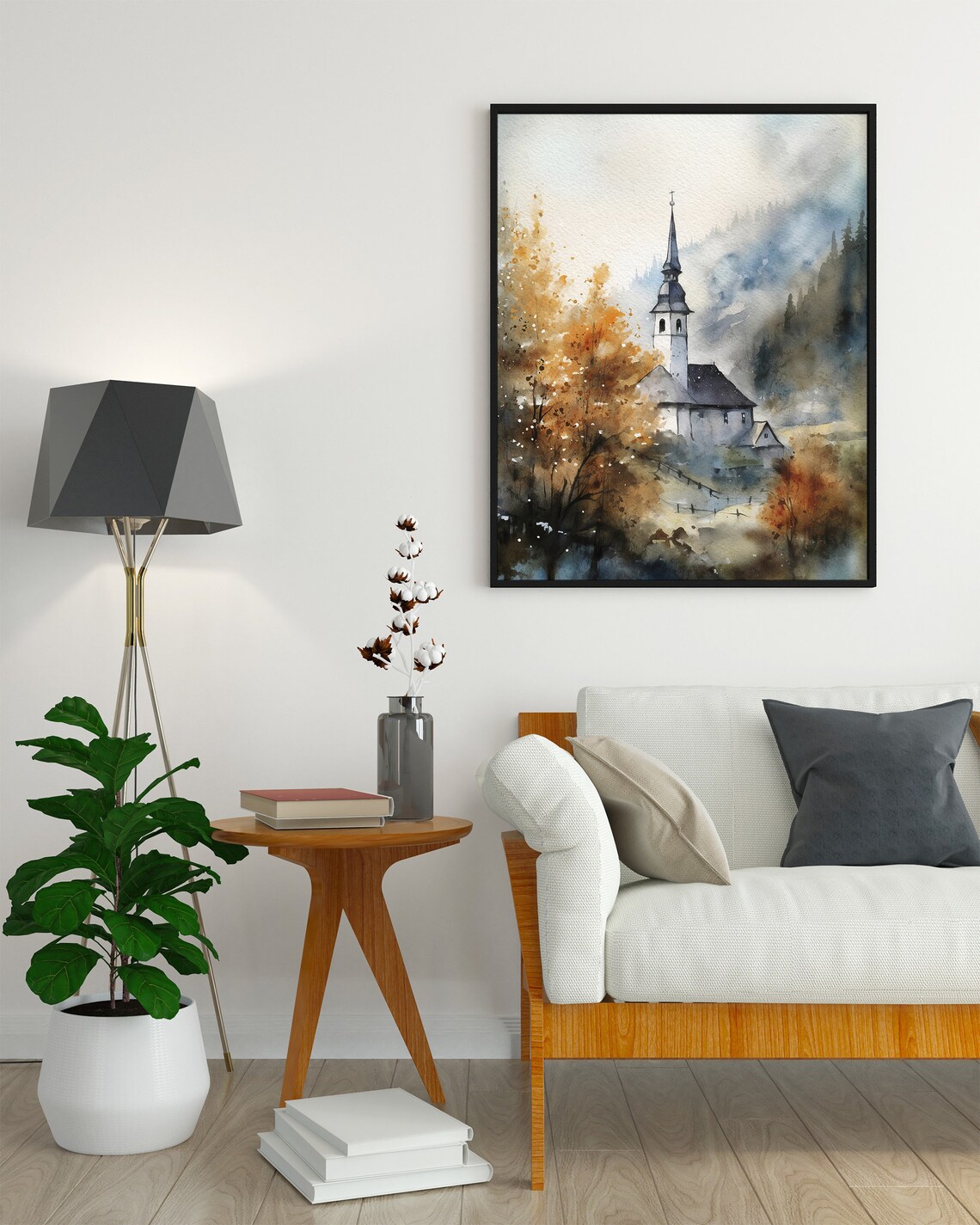 Church Watercolor Art Print, Historic Country Chapel - Image 4