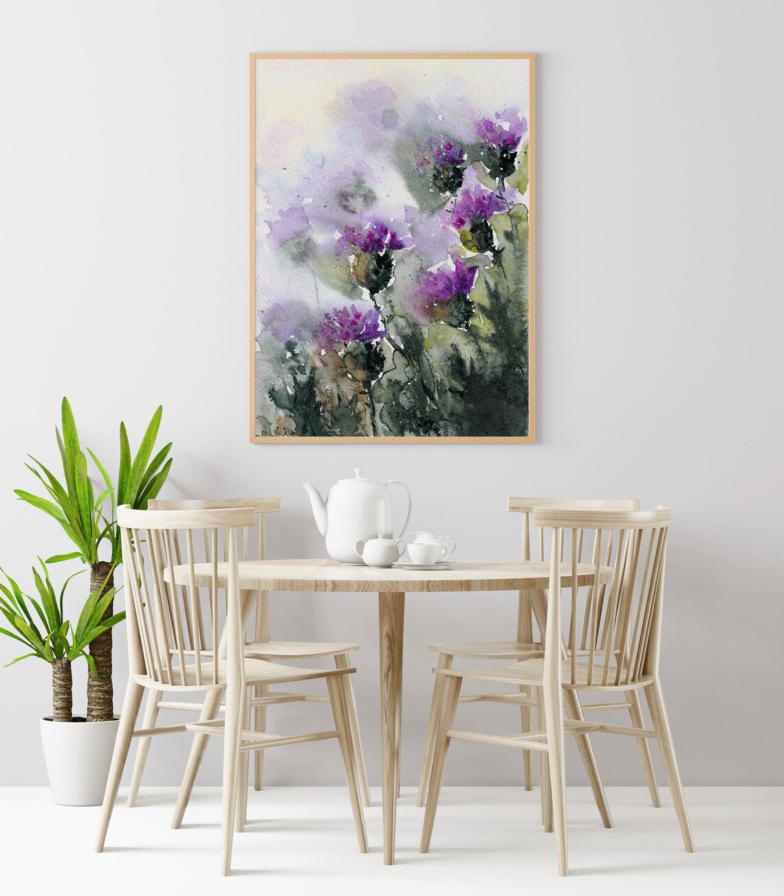 Scottish Meadow Thistle Wildflowers Watercolor Art Print - Image 4