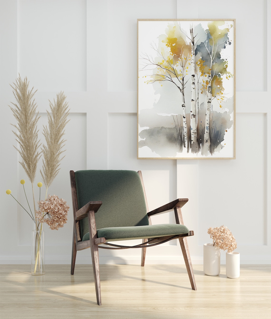 Birches Watercolor Forest Landscape Art Print - Image 4