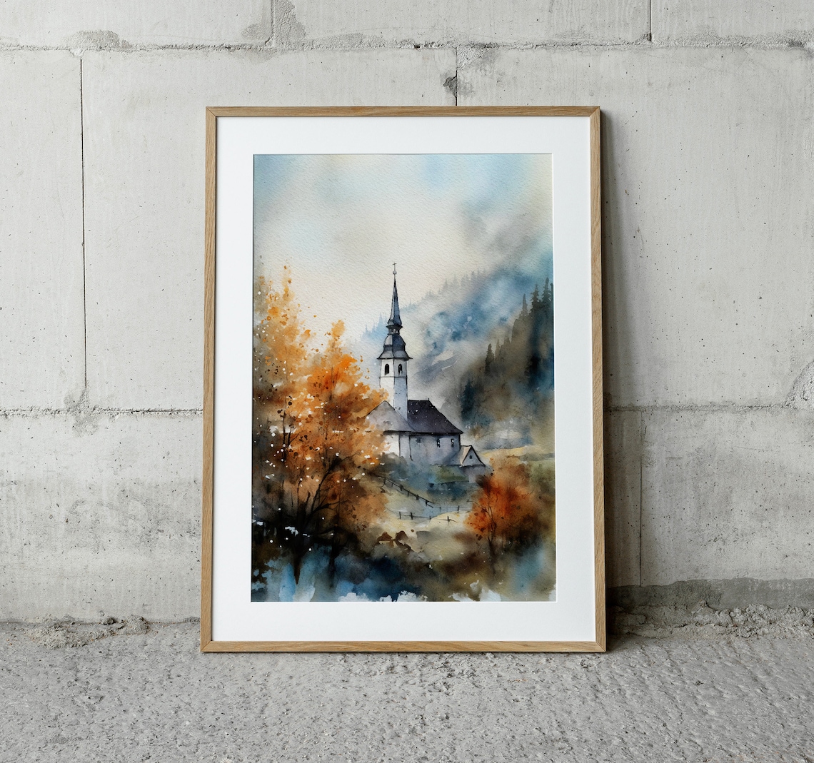 Church Watercolor Art Print, Historic Country Chapel - Image 5