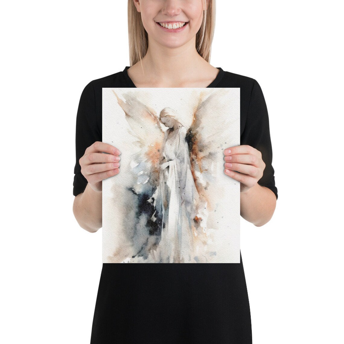 Guardian Angel Watercolor Abstract Angel Art Print - Image 2