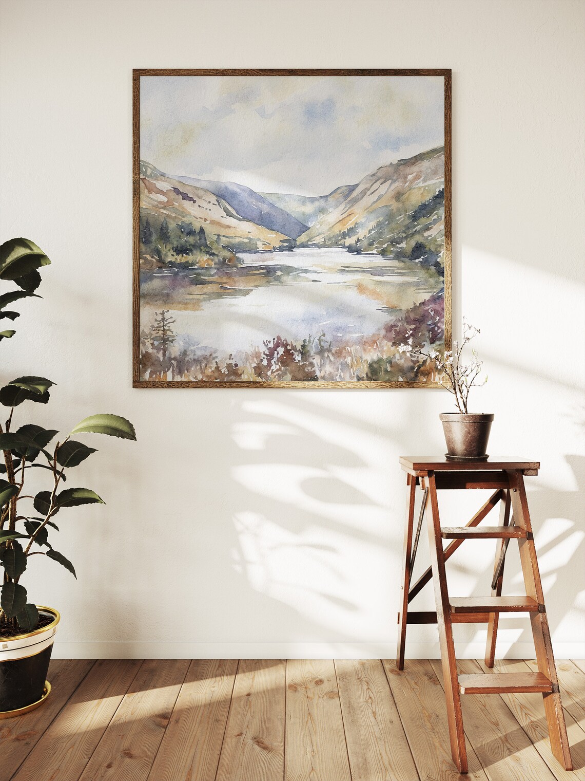 Glendalough Ireland Mountain Lake Valley Autumn Watercolor Art Poster - Image 5