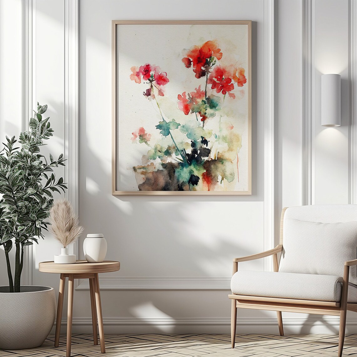 Geranium Watercolor Art Print, Farmhouse Floral Decor - Image 3