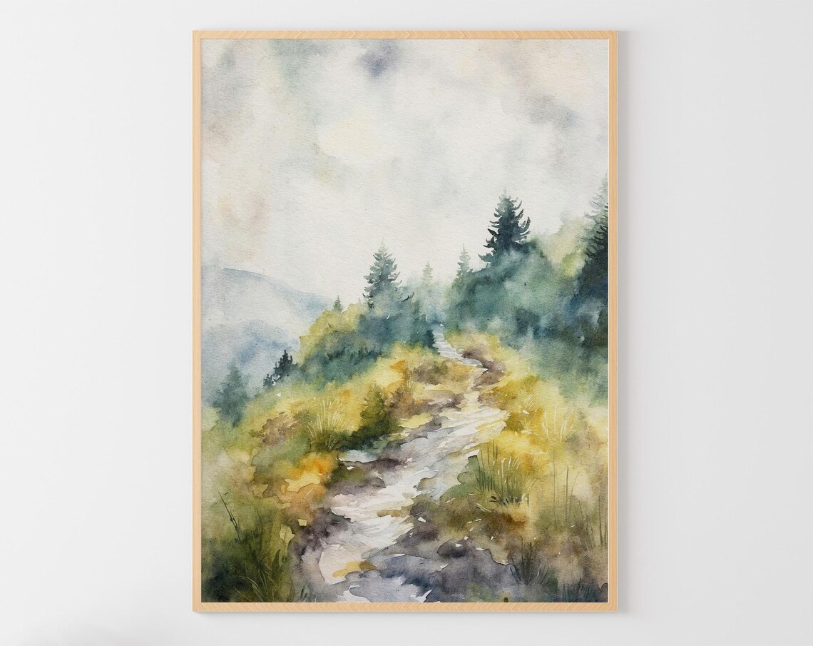 Appalachian Trail Watercolor Art Print, Blue Ridge
