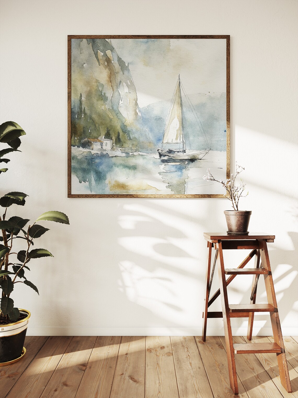 Capri Sailboat Watercolor Art Print, Italian Coast - Image 5